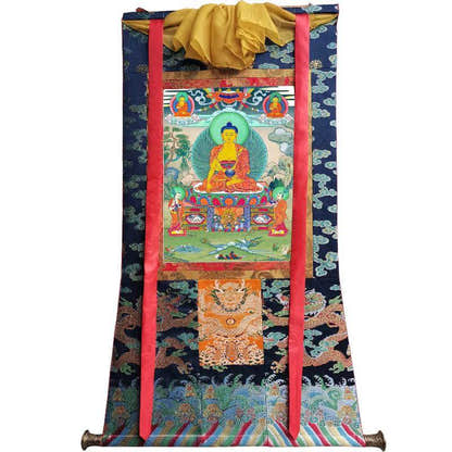 Shakyamuni - Tibetan thangka painting, view 9