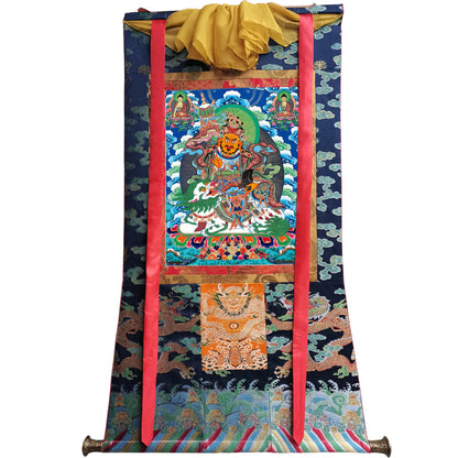 Gandhanra Tibetan Thangka Art - vaishravana - vaisravana - from Kathok Monastery - Giclee Print with Mineral Pigments