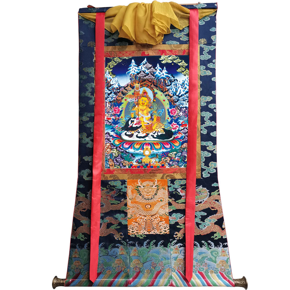 Gandhanra Tibetan Thangka Art - vaishravana - vaisravana - from Kathok Monastery - Giclee Print with Mineral Pigments