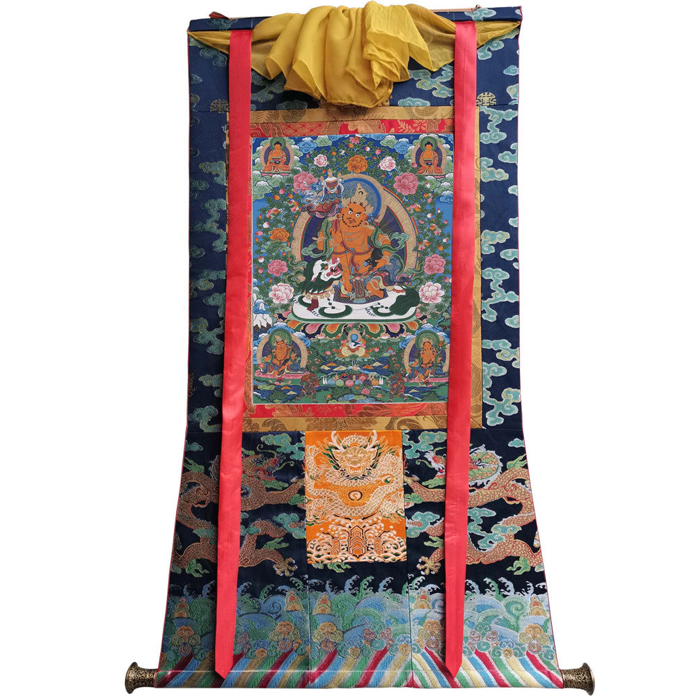 Gandhanra Tibetan Thangka Art - vaishravana - vaisravana - from Kathok Monastery - Giclee Print with Mineral Pigments