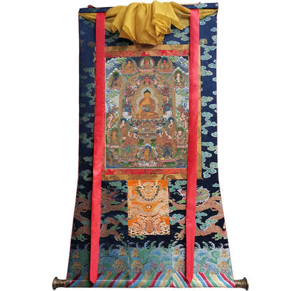 Shakyamuni - Tibetan thangka painting, view 9