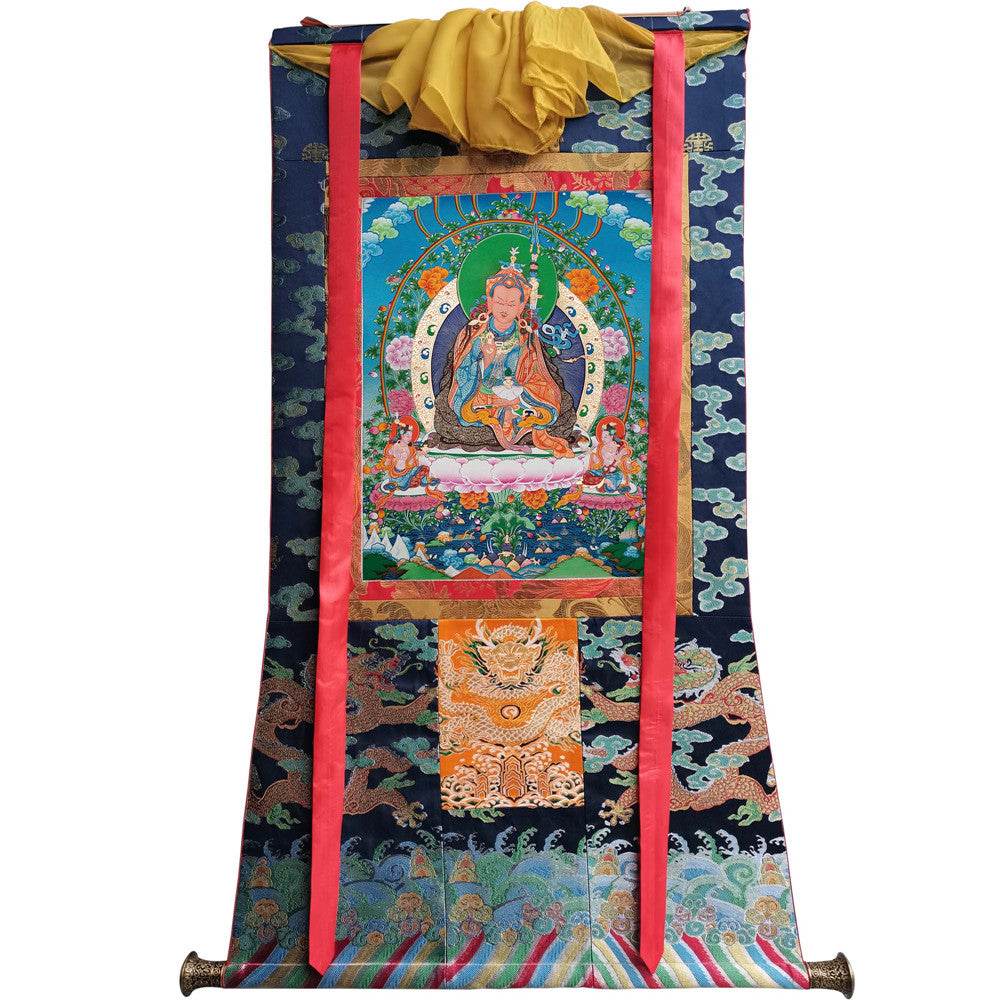 Padmasambhava - Guru Rinpoche - Tibetan thangka painting, size reference