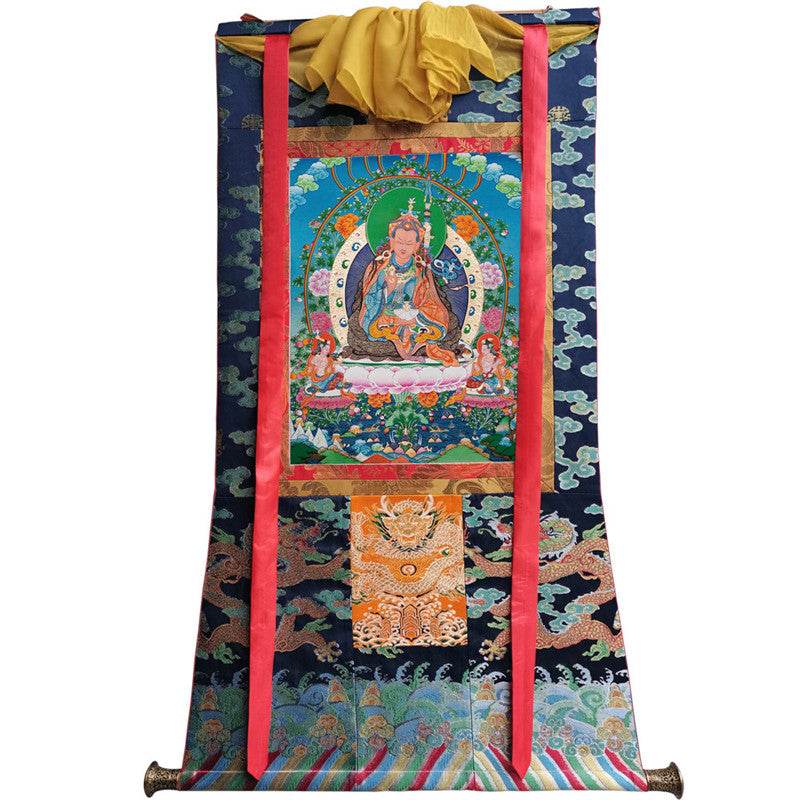 Guru Rinpoche Image - Tibetan thangka painting, size reference