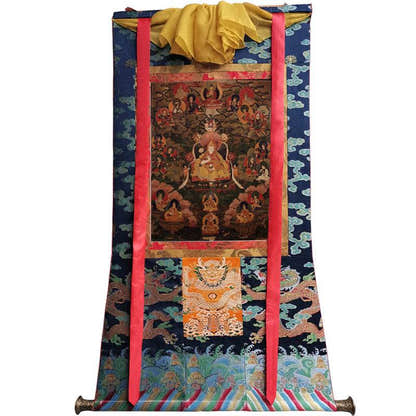 Dalai Lama VII - Kelzang Gyatso Image - Tibetan thangka painting, size reference