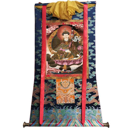 Guru Rinpoche Image - Tibetan thangka painting, size reference