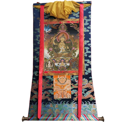 Gandhanra Tibetan Thangka Art - Manjusri - from Kathok Monastery - Giclee Print with Mineral Pigments