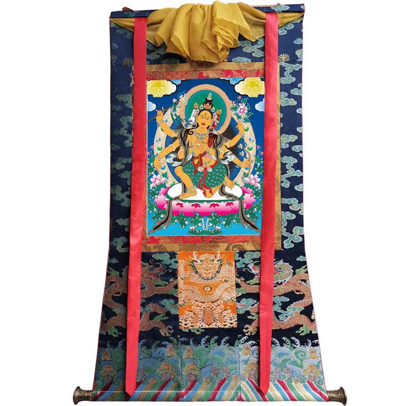 Parnashavari Image - Tibetan thangka painting, size reference