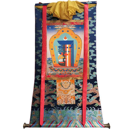 Kalacharka - Wheel of Time Image - Tibetan thangka painting, size reference