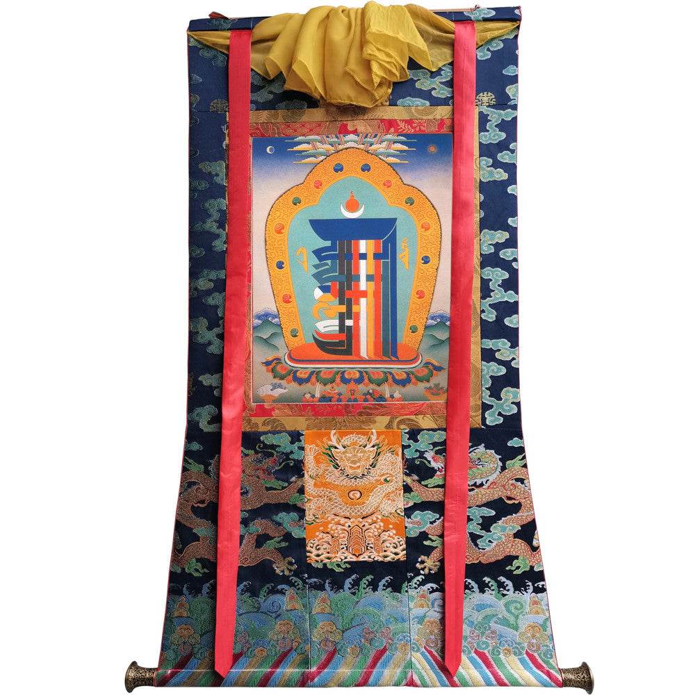 Kalacharka - Wheel of Time Image - Tibetan thangka painting, size reference