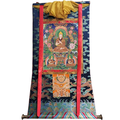 Je Tsongkhapa Image - Tibetan thangka painting, size reference