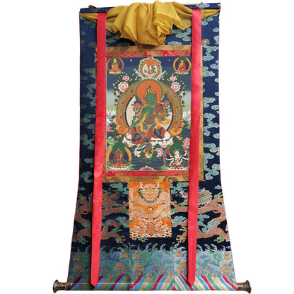 Gandhanra Tibetan Thangka Art - The 21 Taras - Green Tara - from Kathok Monastery - Giclee Print with Mineral Pigments