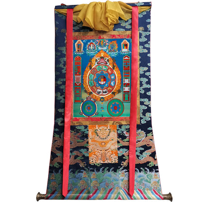 Gandhanra Tibetan Thangka Art - SIPAHO - Melong - Jiugong Bagua - from Kathok Monastery - Giclee Print with Mineral Pigments