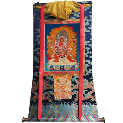 Hayagriva Image - Tibetan thangka painting, size reference