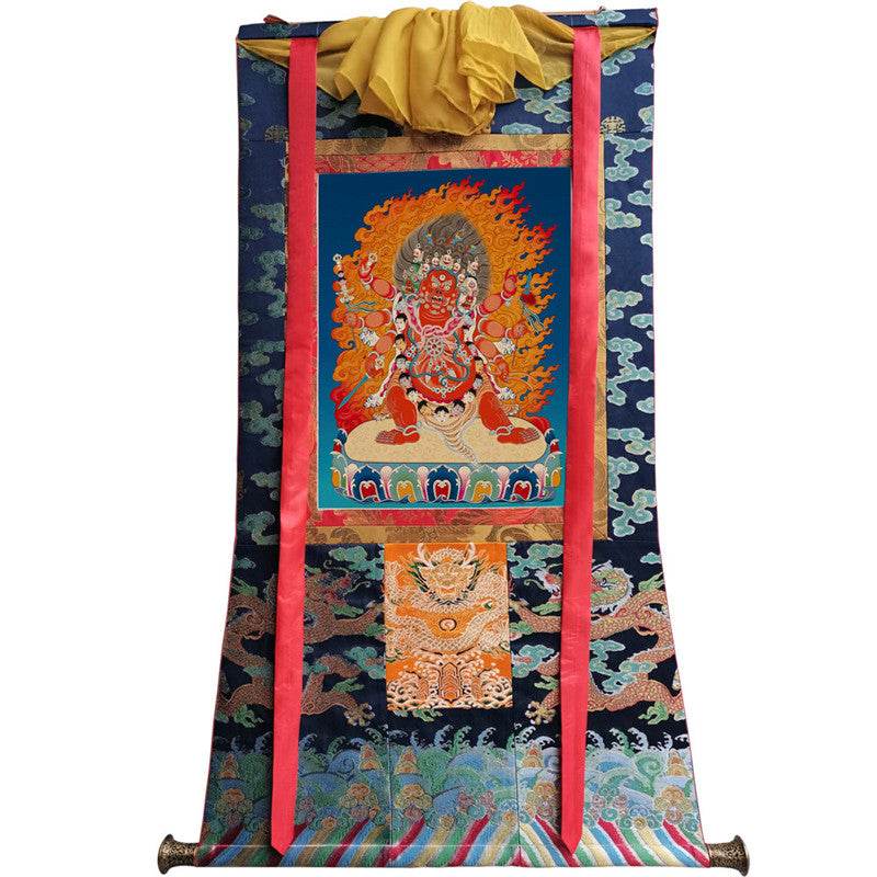 Hayagriva Image - Tibetan thangka painting, size reference