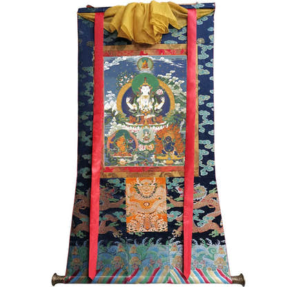 Chenrezig - Tibetan thangka painting, view 9