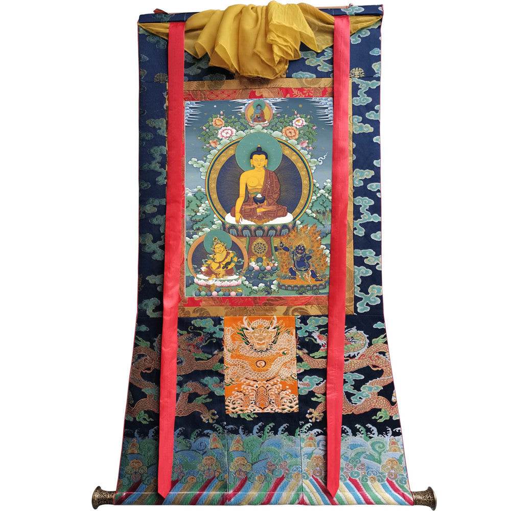 Shakyamuni Image - Tibetan thangka painting, size reference