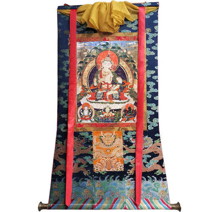 Vajrasattva - 14th Century Old Version - Tibetan thangka painting, view 9