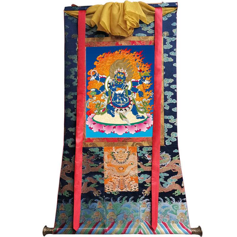 Mahakala Image - Tibetan thangka painting, size reference