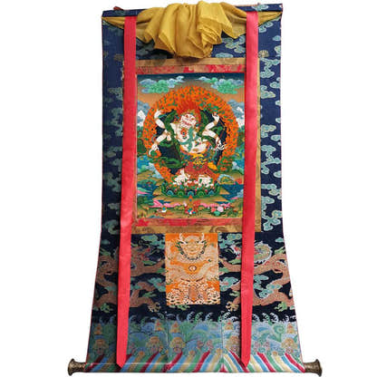 White Mahakala - 17th Century Old Version - Tibetan thangka painting, view 9