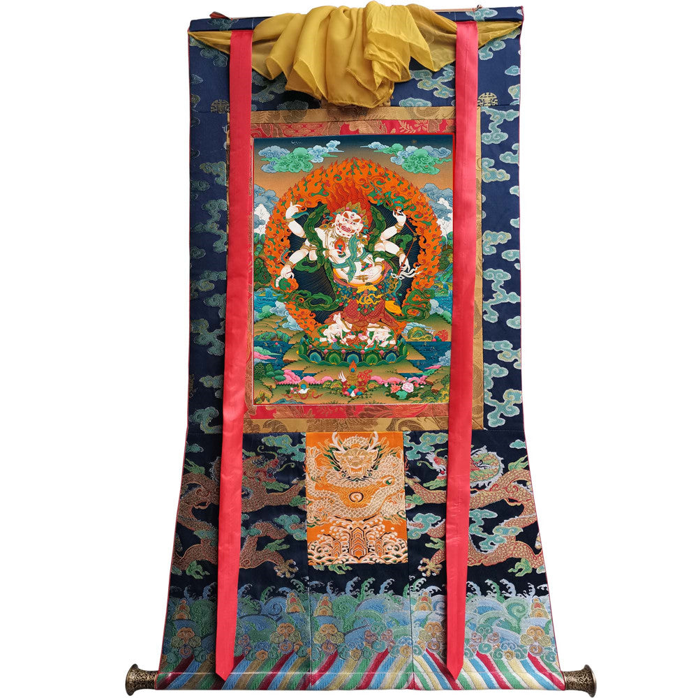 Gandhanra Hand Framed Tibetan Thangka Art,White Tara, Buddhist Tapestry,Giclee Print with Mineral Pigments,48" × 32"