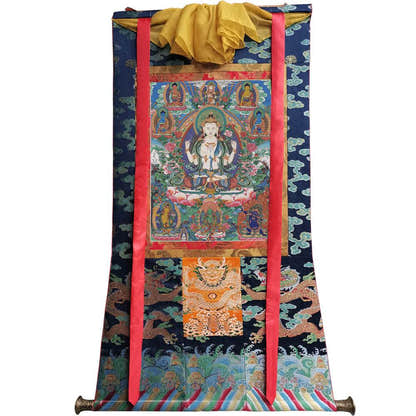 Chenrezig - Tibetan thangka painting, view 9
