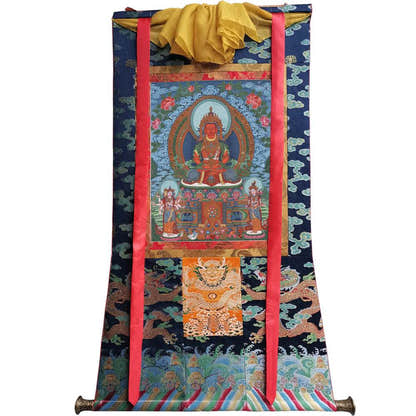 Amitayus - the Buddha of Longevity - Tibetan thangka painting, view 9
