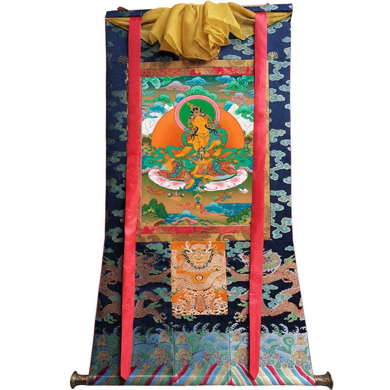 Green Tara Image - Tibetan thangka painting, size reference