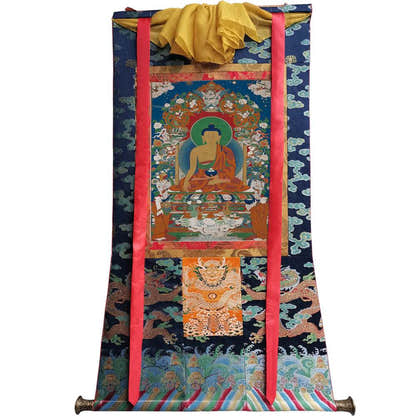 Shakyamuni Image - Tibetan thangka painting, size reference