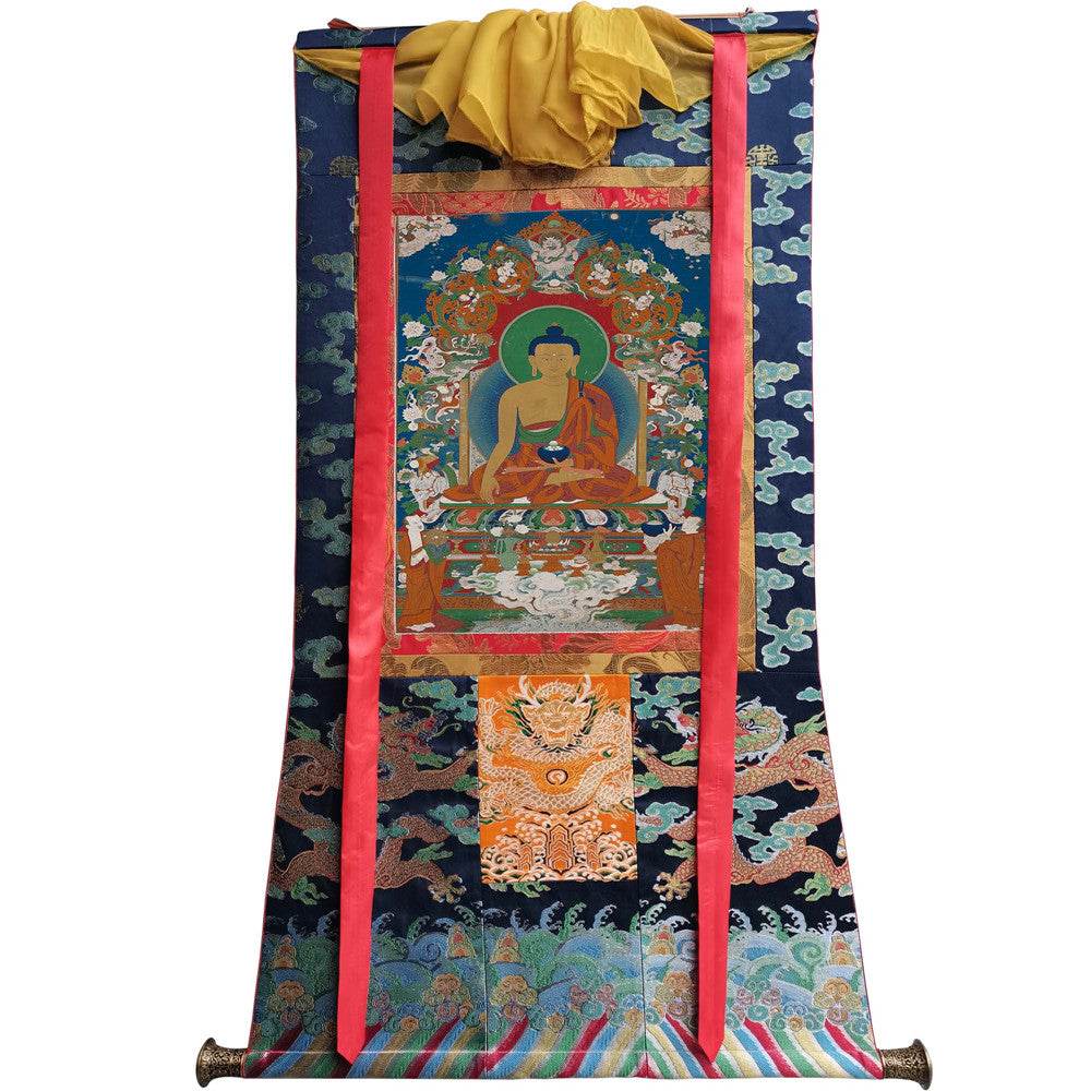 Shakyamuni Image - Tibetan thangka painting, size reference