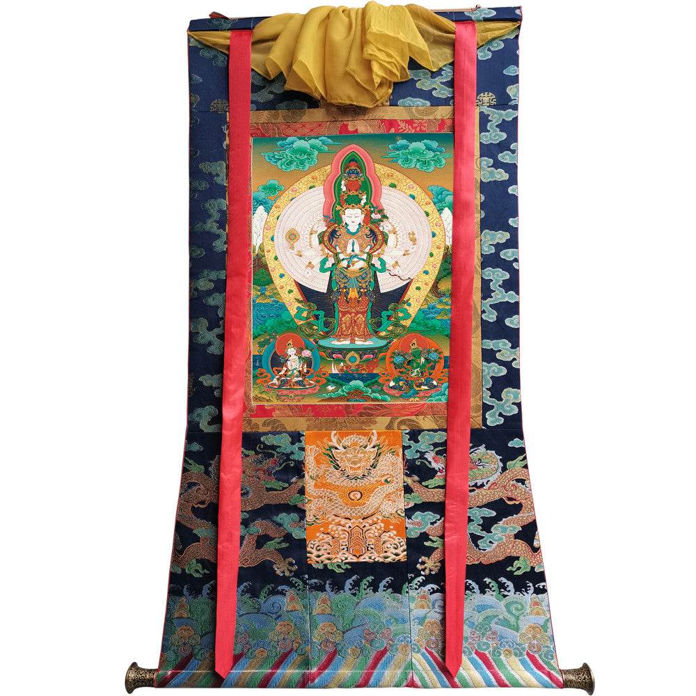 The Thousand-hand Avalokiteshvara - Tibetan thangka painting, view 9