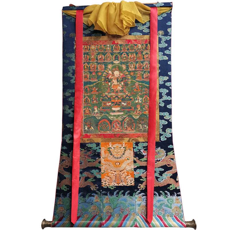 Guru Rinpoche Image - Tibetan thangka painting, size reference