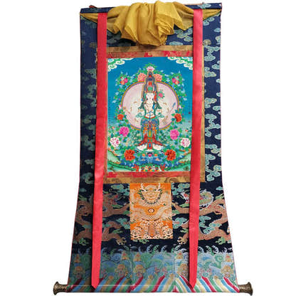 1000 Arms Avalokiteshvara Image - Tibetan thangka painting, size reference