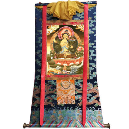 Manjusri Image - Tibetan thangka painting, size reference