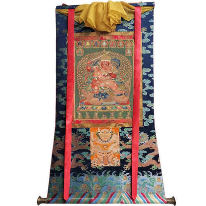 Rakta,Yamari Image - Tibetan thangka painting, size reference