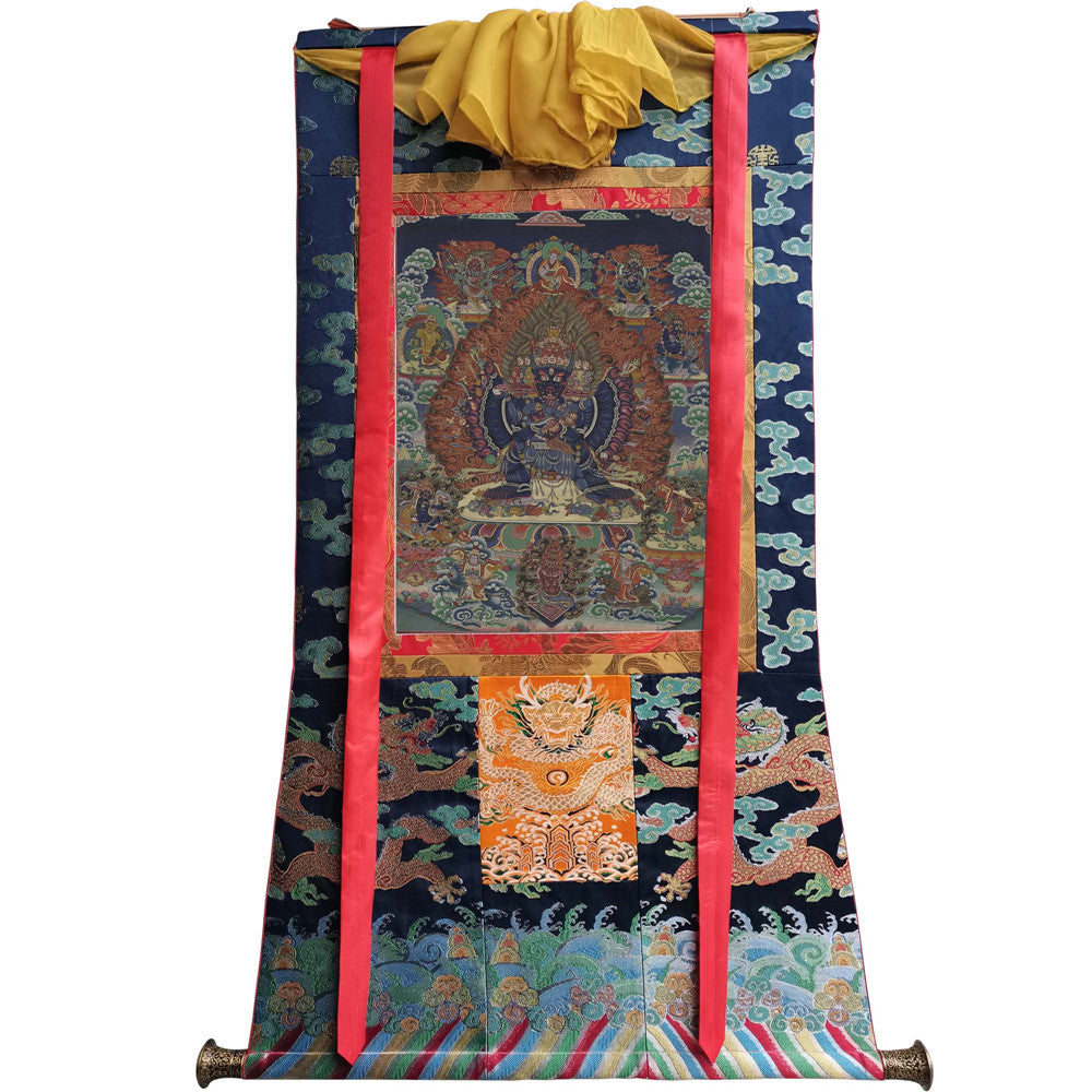 Gandhanra Tibetan Thangka Art - Vajrabhairava-Yamāntaka - from Kathok Monastery - Giclee Print with Mineral Pigments