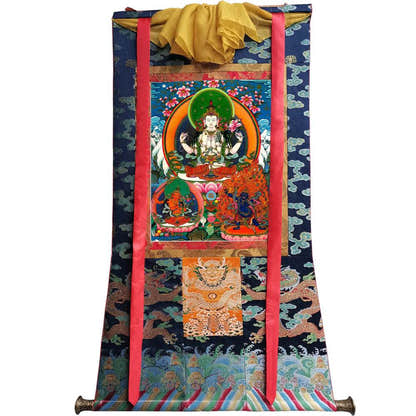 Chenrezig - Tibetan thangka painting, view 9
