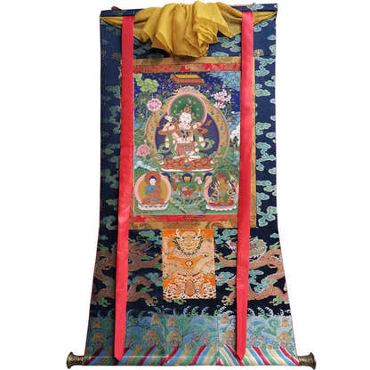 Vajrasattva in Yab Yum - Tibetan thangka painting, view 9