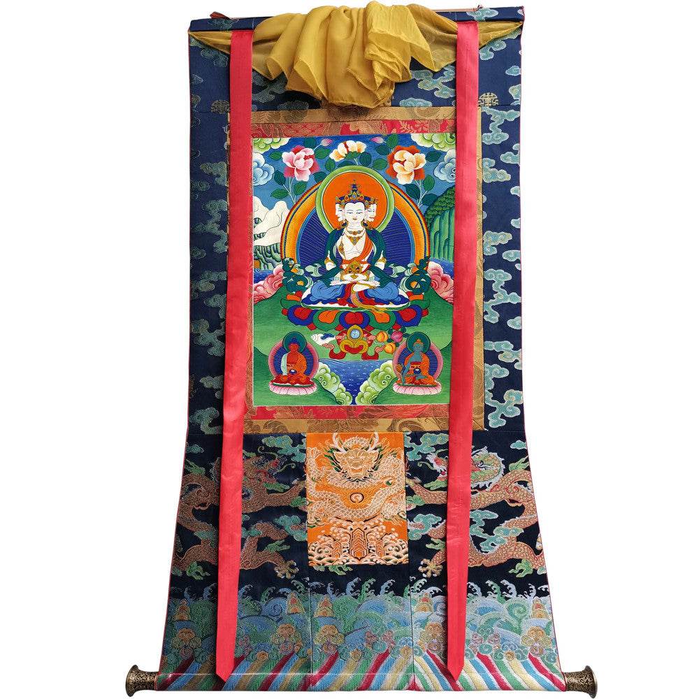 Vairocana - Mahavairocana - 18th Century - Tibetan thangka painting, view 9