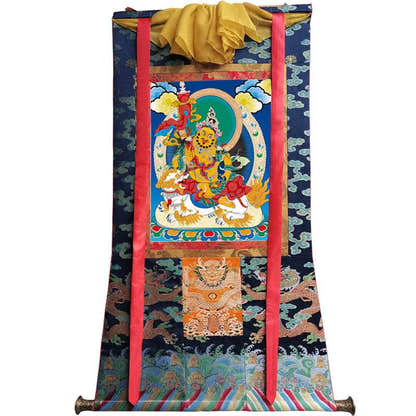 Vaisravana Image - Tibetan thangka painting, size reference