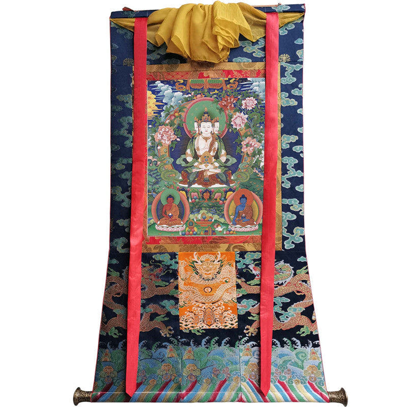 Vairocana - Mahavairocana Image - Tibetan thangka painting, size reference