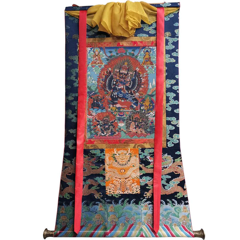 Vajrabhairava / Yamantaka - 17th Century Old Version - Tibetan thangka painting, view 9