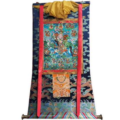 King Gesar Image - Tibetan thangka painting, size reference