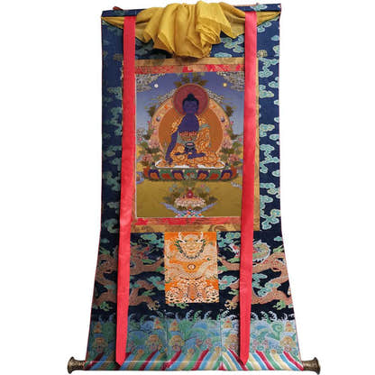 Bhaisajyaguru - Medicine Buddha - Tibetan thangka painting, view 9