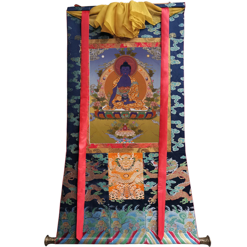 Gandhanra Tibetan Thangka Art - Bhaisajyaguru - Medicine Buddha - from Kathok Monastery - Giclee Print with Mineral Pigments