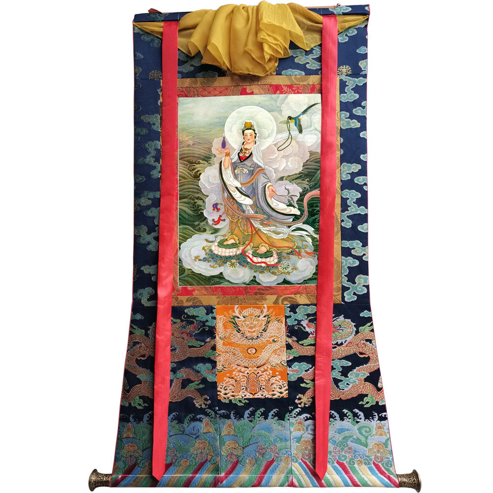 Gandhanra Tibetan Thangka Art - Avalokitesvara - from Kathok Monastery - Giclee Print with Mineral Pigments