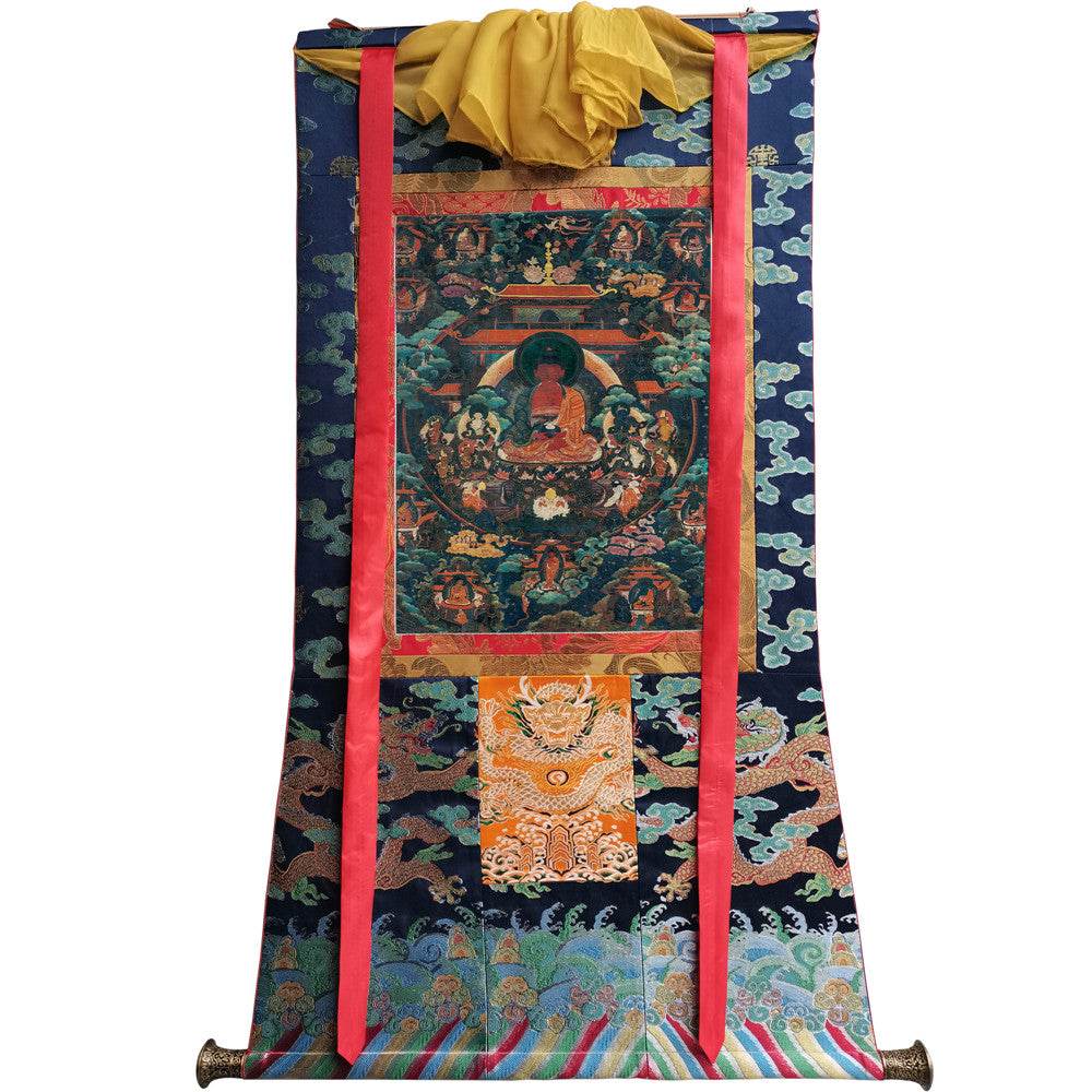 Amitabha - 18th Century Old Version - Tibetan thangka painting, view 9