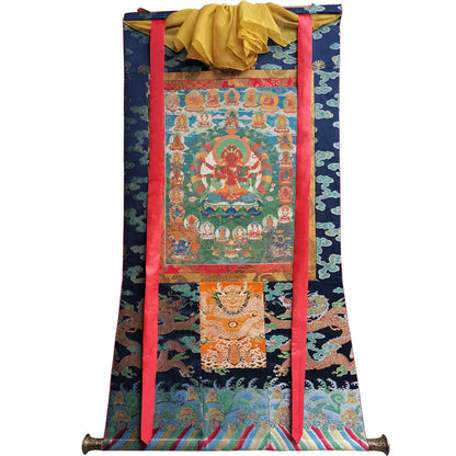 Gandhanra Hand Frame Tibetan Thangka Art,kurukulla tara-tara rakta,Jetsun Dolma, Buddhist Tapestry,Giclee Print with Mineral Pigments,48" × 32"