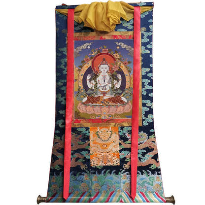 Chenrezig - Tibetan thangka painting, view 9