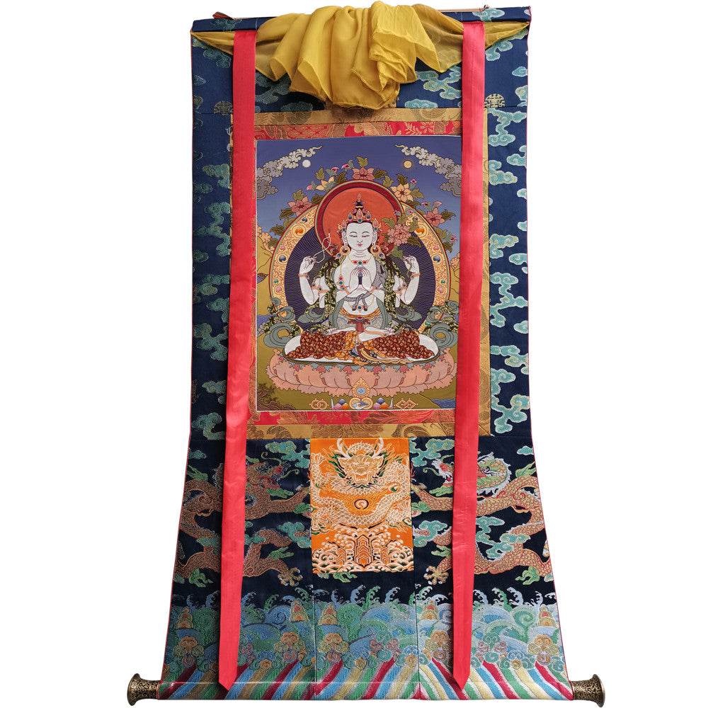 Chenrezig - Tibetan thangka painting, view 9