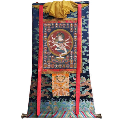 2-faced 8-armed Padmapani Padmajala - Tibetan thangka painting, view 9